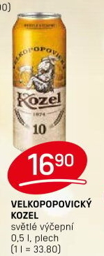 Pivo světlé výčepní 10°Velkopopovický Kozel