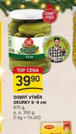 Dobrý výběr okurky 6-9 cm 670 g, p. p. 350 g