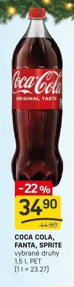 Coca Cola, Fanta, Sprite vybrané druhy 1,5 l