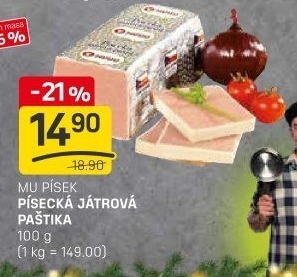 Paštika játrová písecká Maso uzeniny Písek