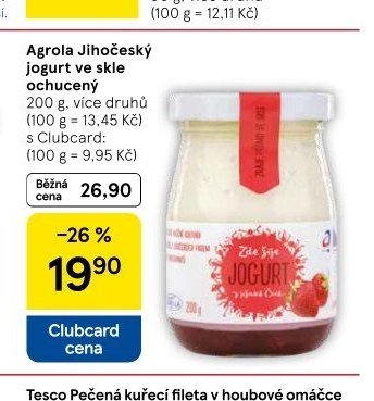 Agrola Jihočeský jogurt ve skle ochucený