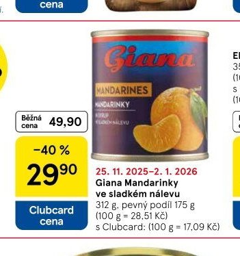 Giana Mandarinky ve sladkém nálevu