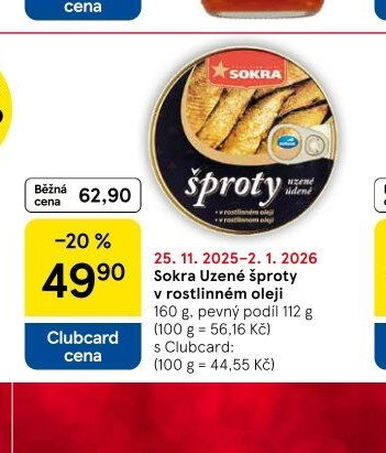 Sokra Uzené šproty v rostlinném oleji