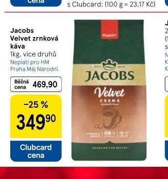 Jacobs Velvet zrnková káva