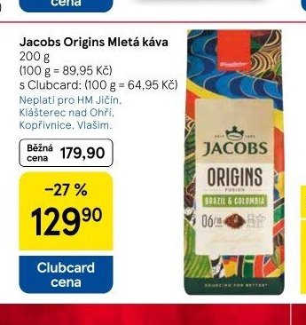Jacobs Origins Mletá káva