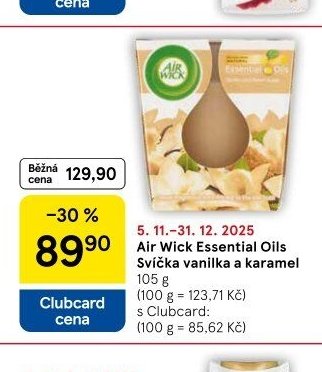 Air Wick Essential Oils Svíčka vanilka a karamel