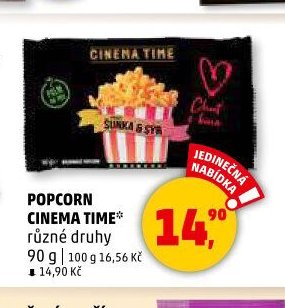 POPCORN CINEMA TIME různé druhy 90 g