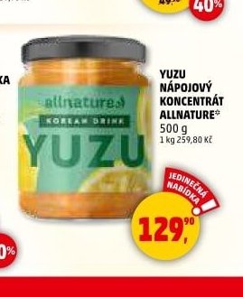 Yuzu nápojový koncentrát Allnature