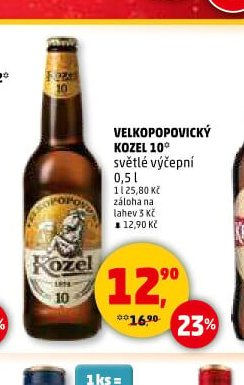Velkopopovický Kozel 10° světlý výčepní 0,5 l