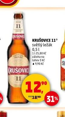 Krušovice 11° světlý ležák 0,5 l