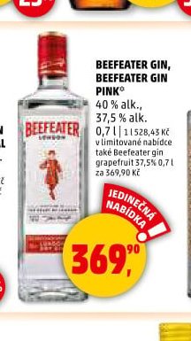 Beefeater Gin, Beefeater Gin Pink 40% alk./37,5% alk. 0,7 l