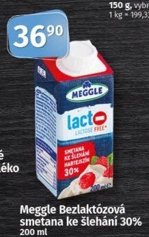 Smetana ke šlehání 30% bez laktózy Meggle