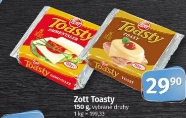 Sýr tavený plátky Toasty Zott