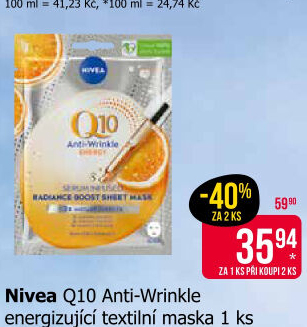 Maska textilní pleťová Q10 Nivea
