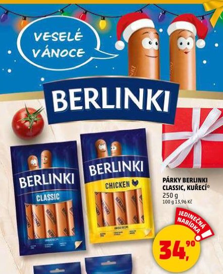 Párky Berlinki Classic, Kuřecí