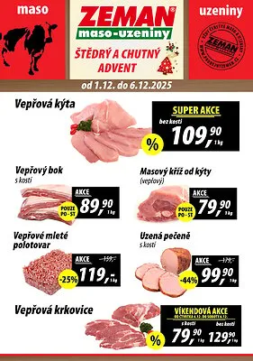 akční leták ZEMAN maso - uzeniny 1.12.2025-6.12.2025