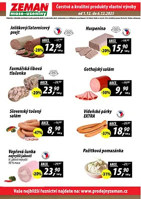 akční leták ZEMAN maso - uzeniny 1.12.2025-6.12.2025