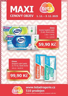 akční leták Teta drogerie 1.12.2025-3.12.2025