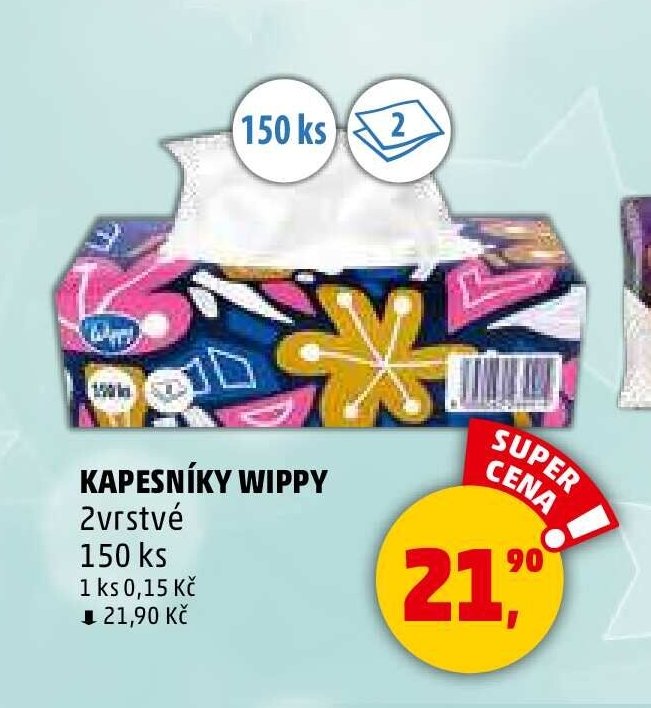 KAPESNÍKY WIPPY 2vrstvé 150 ks - Penny Market akcniletaky.com
