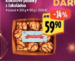 Kokosové pusinky s čokoládou