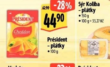 Président Cheddar plátky