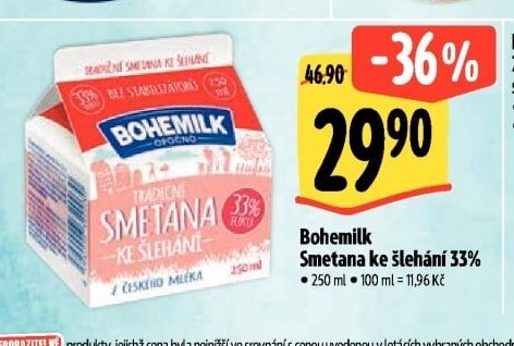 Bohemilk Smetana ke šlehání 33%