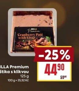 BILLA Premium Paštika s klikvou