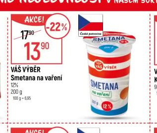 Váš Výběr Smetana na vaření 200 g