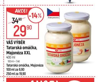 Váš Výběr Tatarská omáčka, Majonéza XXL 400 ml