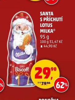 Santa s příchutí Lotus Milka