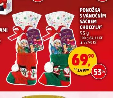 Ponožka s vánočním sáčkem Choco'la