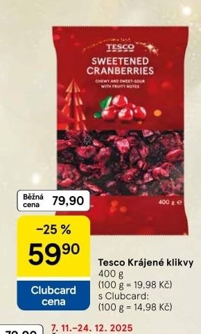 Tesco Krájené klikvy 400 g