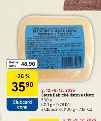 Šetra Babické listové těsto 500 g