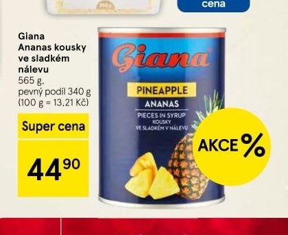 Giana Ananas kousky ve sladkém nálevu 565 g