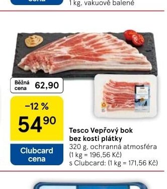 Tesco Vepřový bok bez kosti plátky