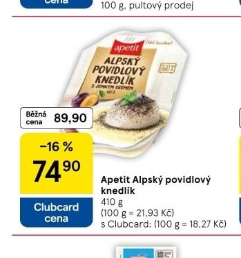 Apetit Alpský povidlový knedlík