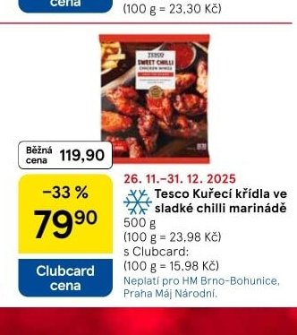 Tesco Kuřecí křídla ve sladké chilli marinádě