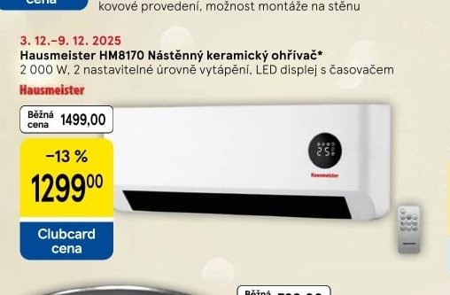 Hausmeister HM8170 Nástěnný keramický ohřívač