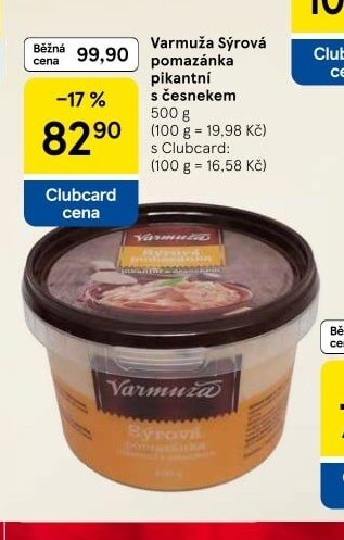 Varmuža Sýrová pomazánka pikantní s česnekem 500 g