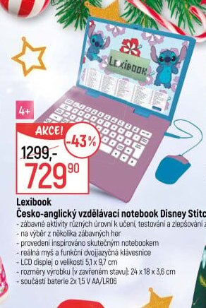 Lexibook Česko-anglický vzdělávací notebook Disney Stitch