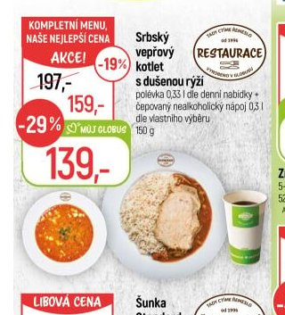 Srbský vepřový kotlet s dušenou rýží