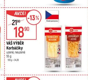 Váš Výběr Korbáčky uzené, neuzené 55 g