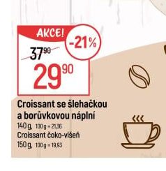 Croissant se šlehačkou a borůvkovou náplní