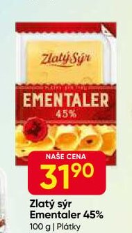 Zlatý sýr Ementaler 45%
