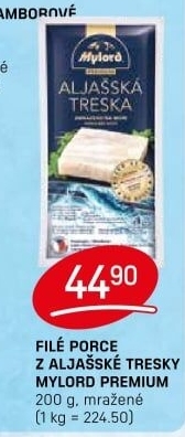 Aljašská treska filé bez kosti mražené Premium Mylord