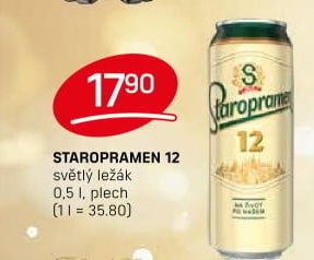 Pivo světlý ležák 12° Staropramen