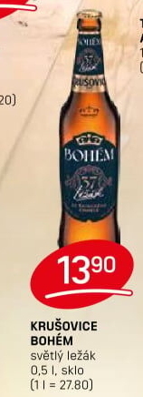 Pivo světlý ležák Bohém Krušovice