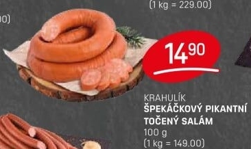 Salám špekáčkový pikantní točený Krahulík