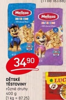 Těstoviny pro děti Melissa