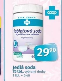 Doplněk stravy v tabletách Jedlá soda Coop